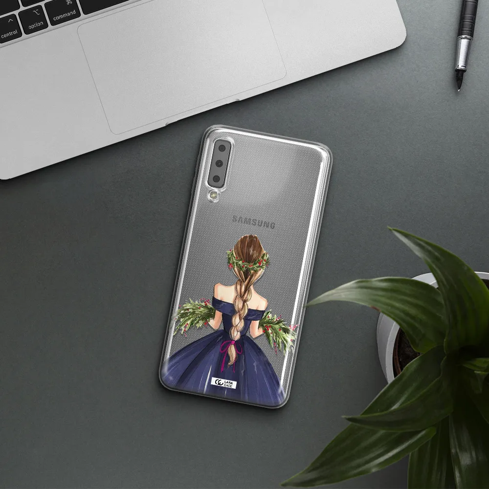 Long Hair Girl Watercolor Samsung A7 2018 Clear TPU Case
