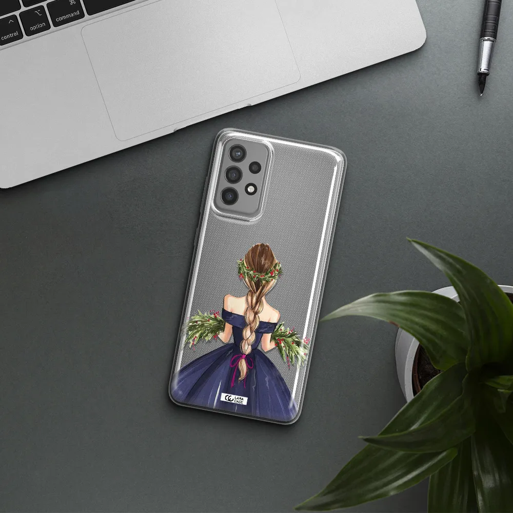 Long Hair Girl Watercolor Samsung A72 Clear TPU Case