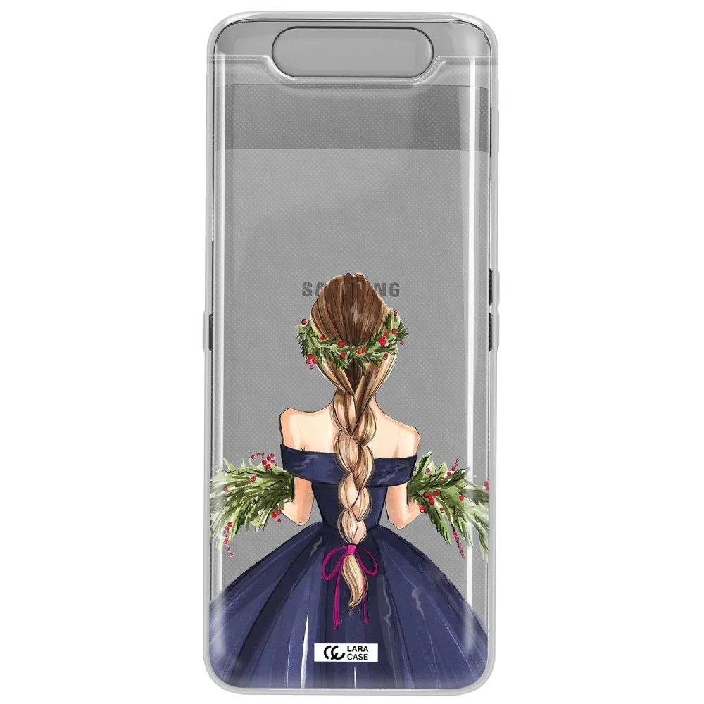 Long Hair Girl Watercolor Samsung A80 Clear TPU Case