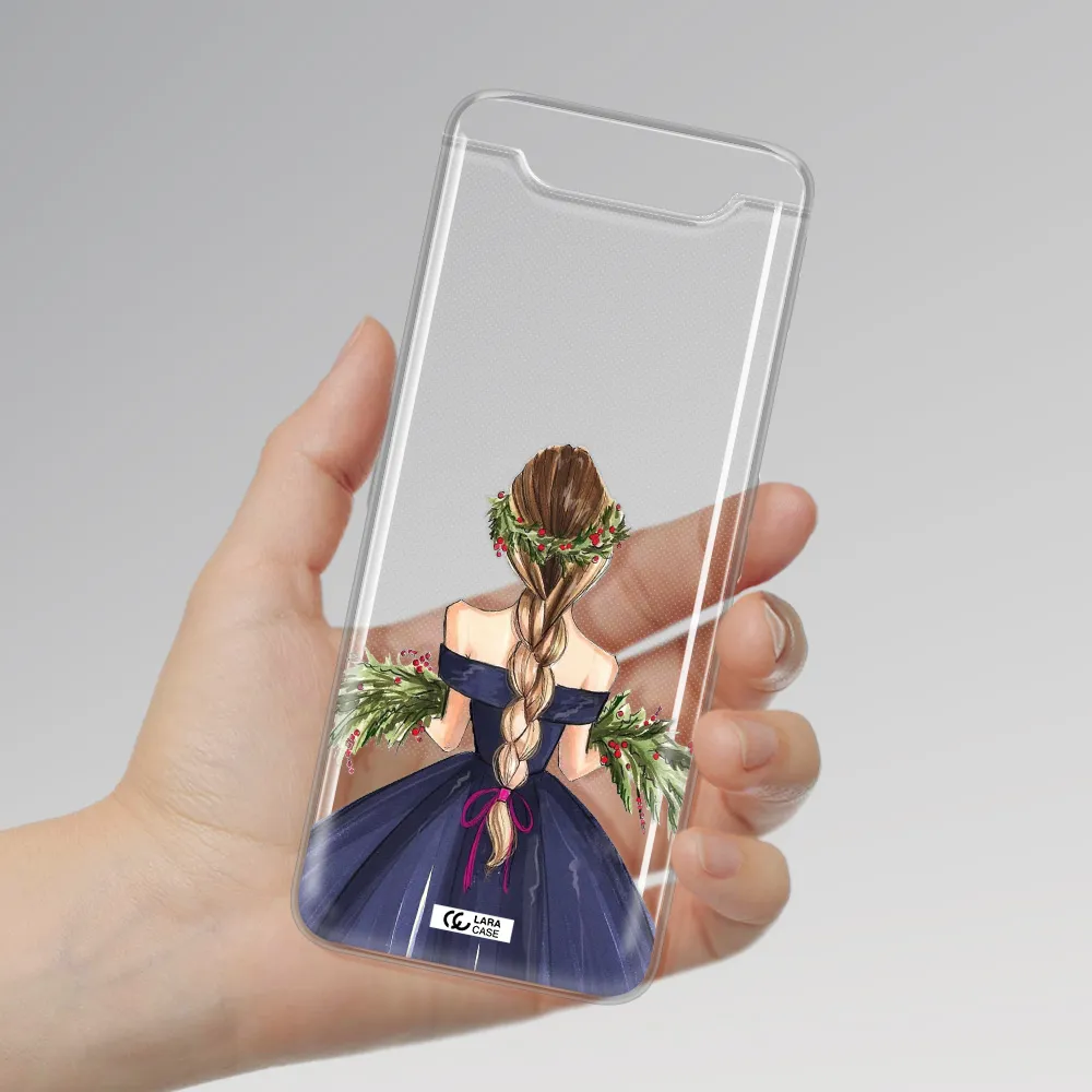 Long Hair Girl Watercolor Samsung A80 Clear TPU Case