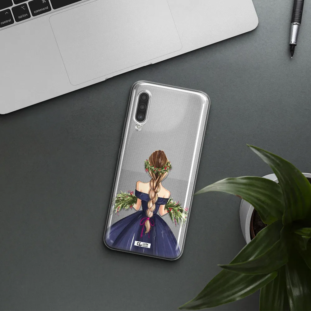 Long Hair Girl Watercolor Samsung A90 Clear TPU Case