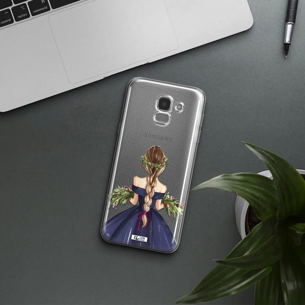 Long Hair Girl Watercolor Samsung J6 Clear TPU Case