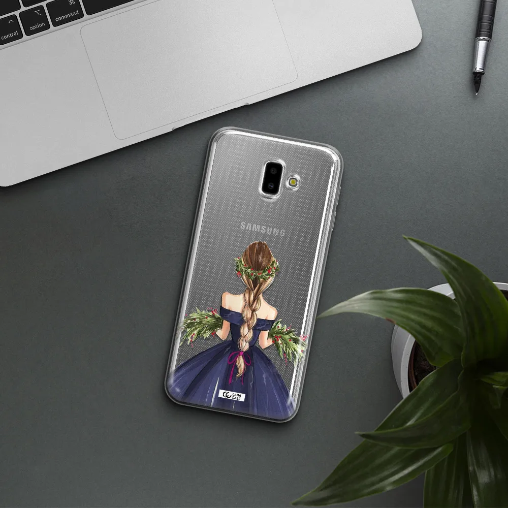 Long Hair Girl Watercolor Samsung J6 Plus Clear TPU Case