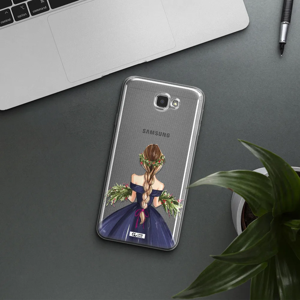 Long Hair Girl Watercolor Samsung J7 Prim Clear TPU Case
