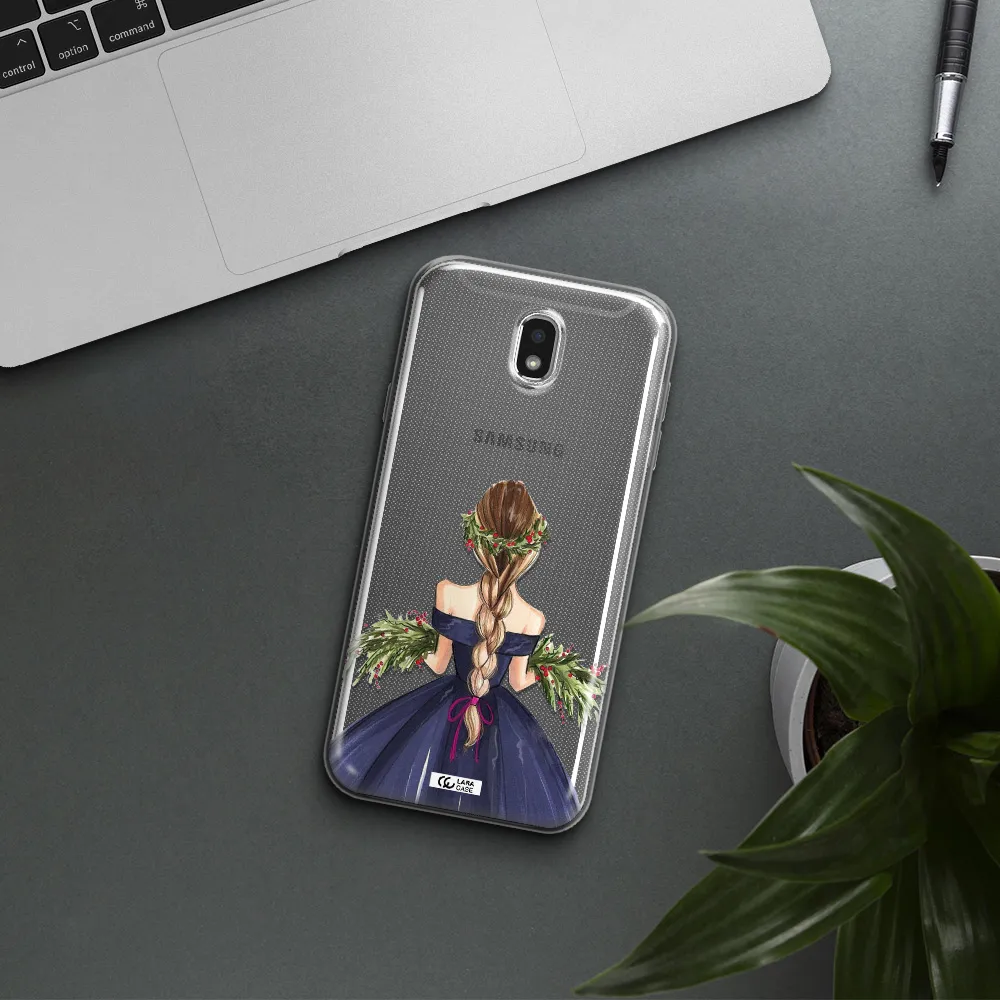 Long Hair Girl Watercolor Samsung J7 Pro Clear TPU Case
