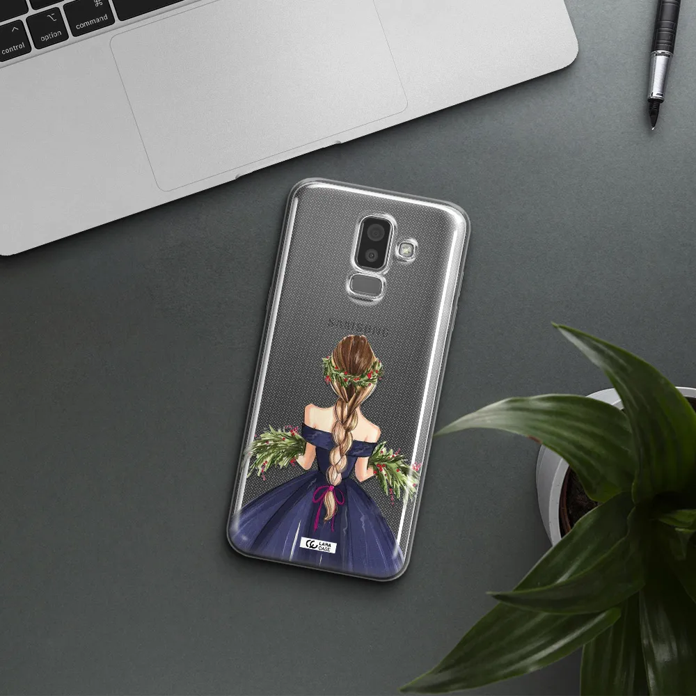 Long Hair Girl Watercolor Samsung J8 Clear TPU Case