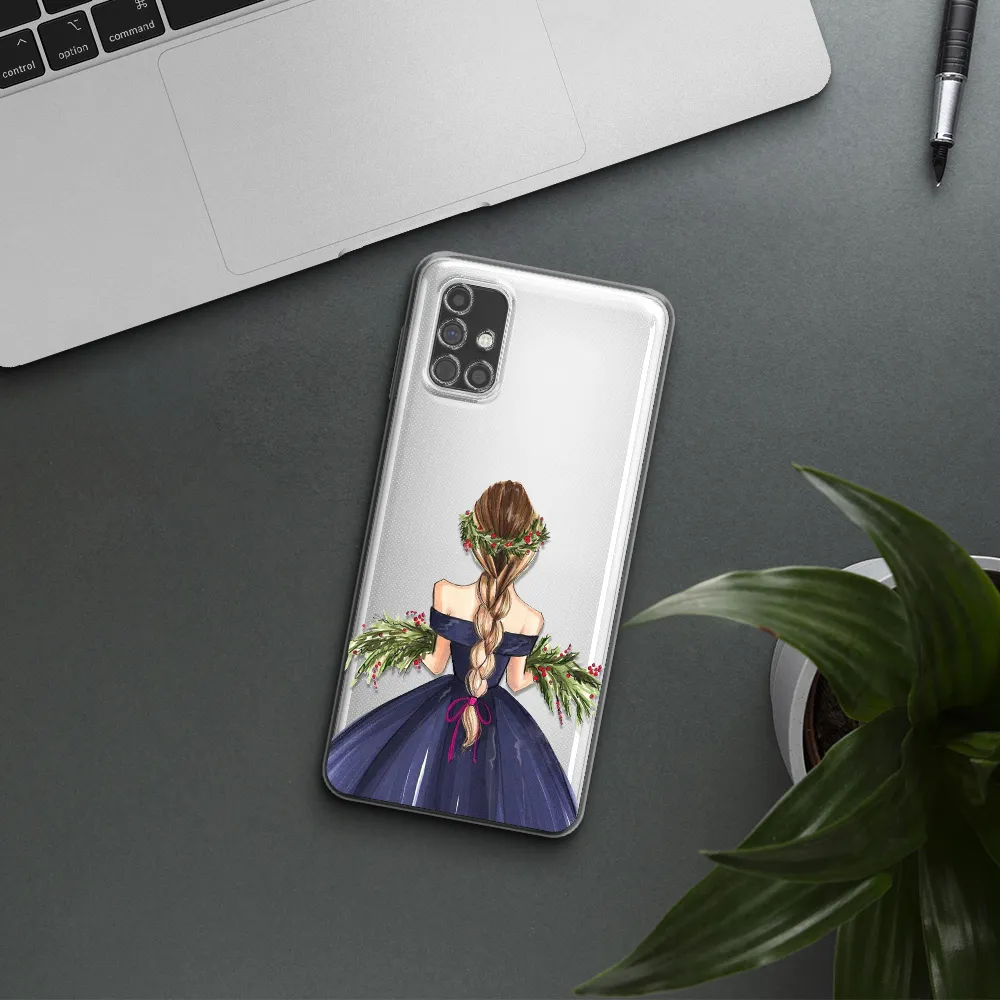 Long Hair Girl Watercolor Samsung M31S Clear TPU Case