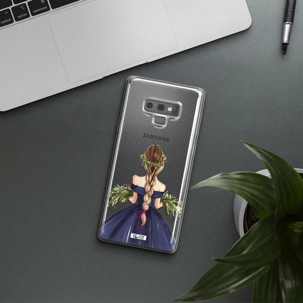 Long Hair Girl Watercolor Samsung Note 9 Clear TPU Case
