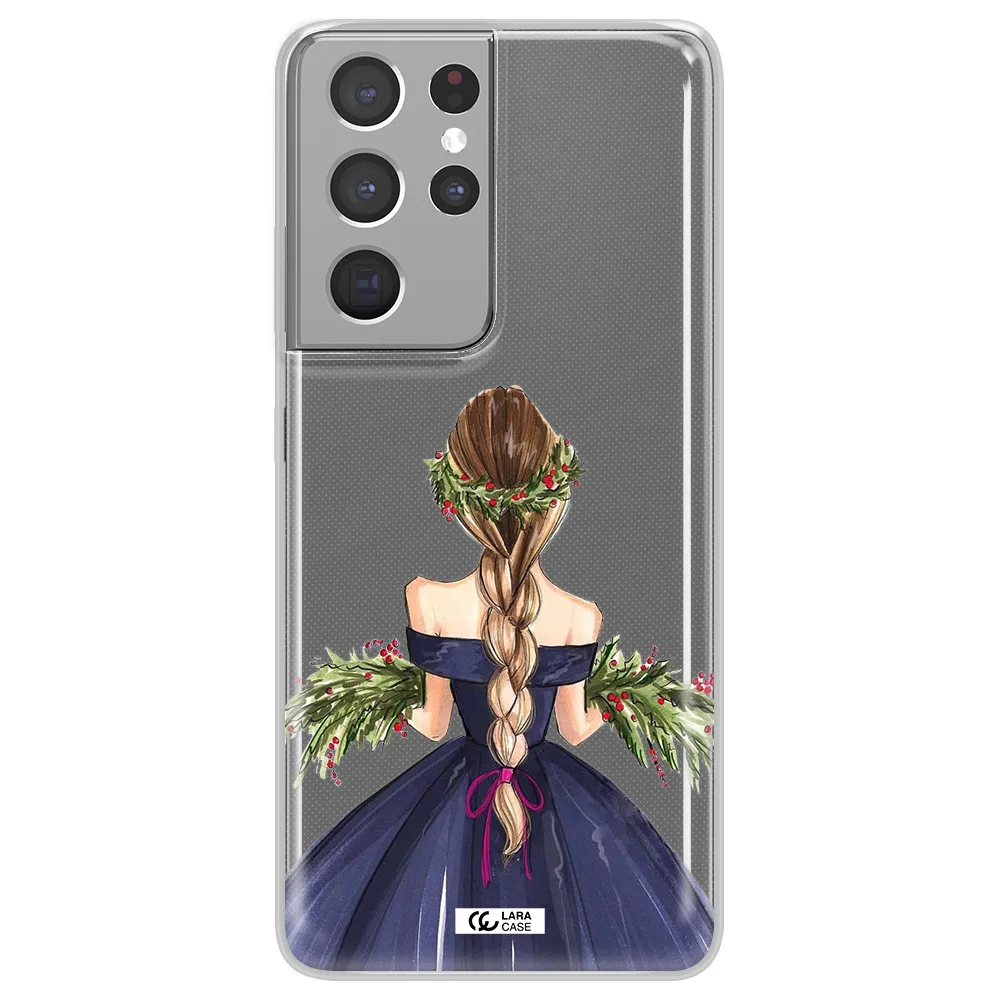 Long Hair Girl Watercolor Samsung S21 Ultra Clear TPU Case