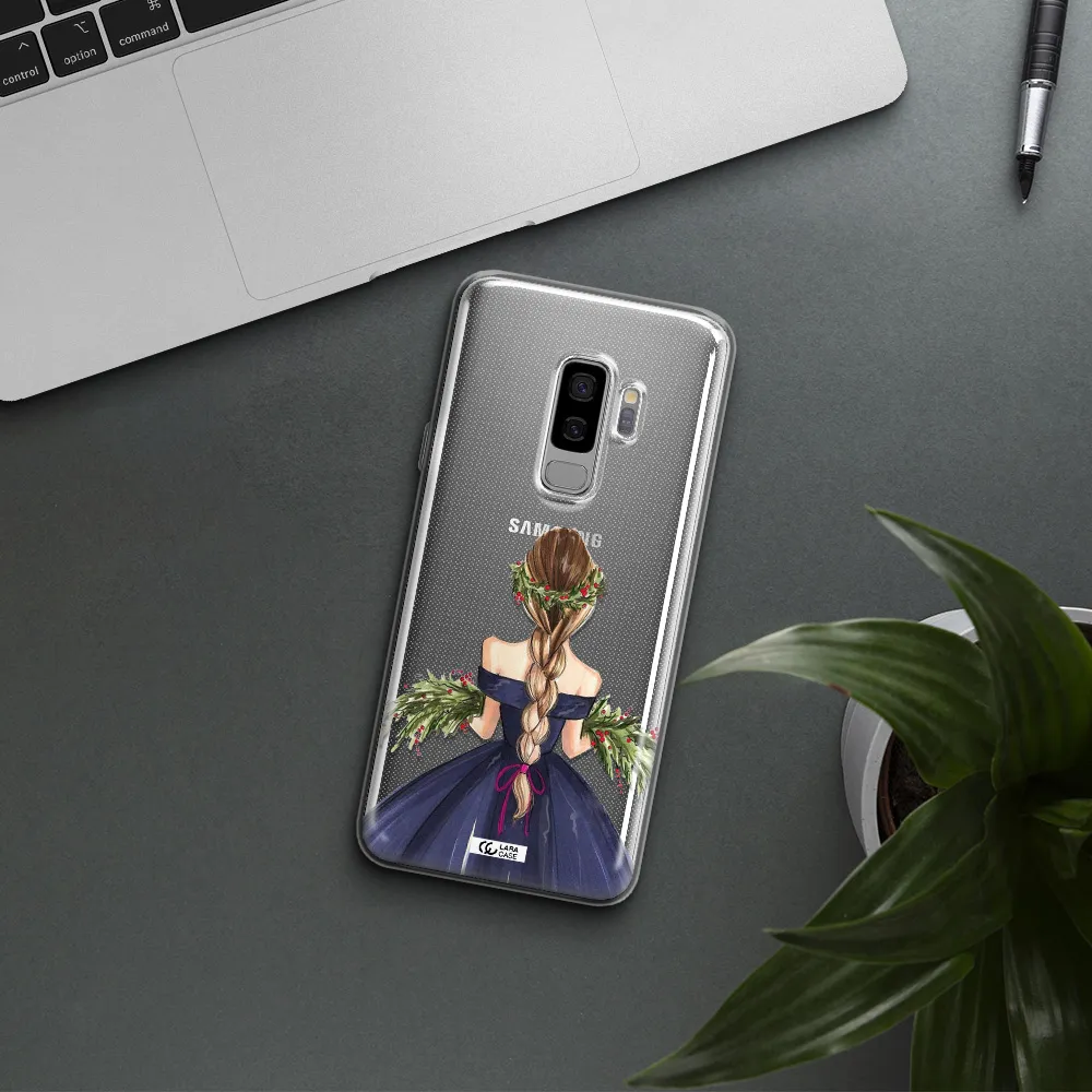 Long Hair Girl Watercolor Samsung S9 Plus Clear TPU Case