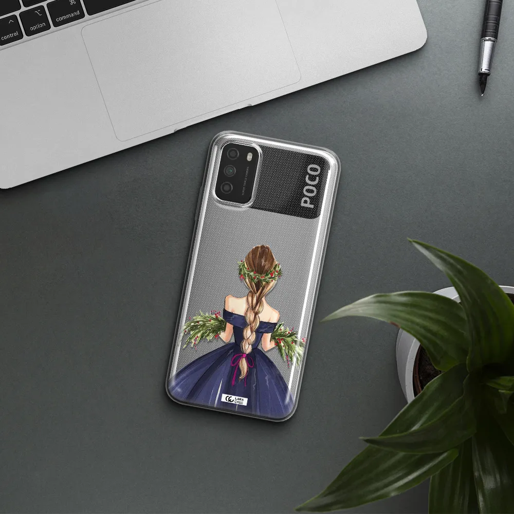 Long Hair Girl Watercolor Xiaomi Poco M3 Clear TPU Case
