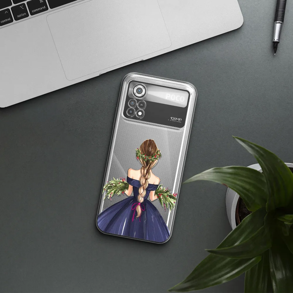 Long Hair Girl Watercolor Xiaomi Poco X4 Pro Clear TPU Case