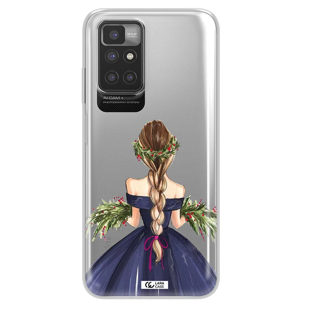 Long Hair Girl Watercolor Xiaomi Redmi 10 Clear TPU Case