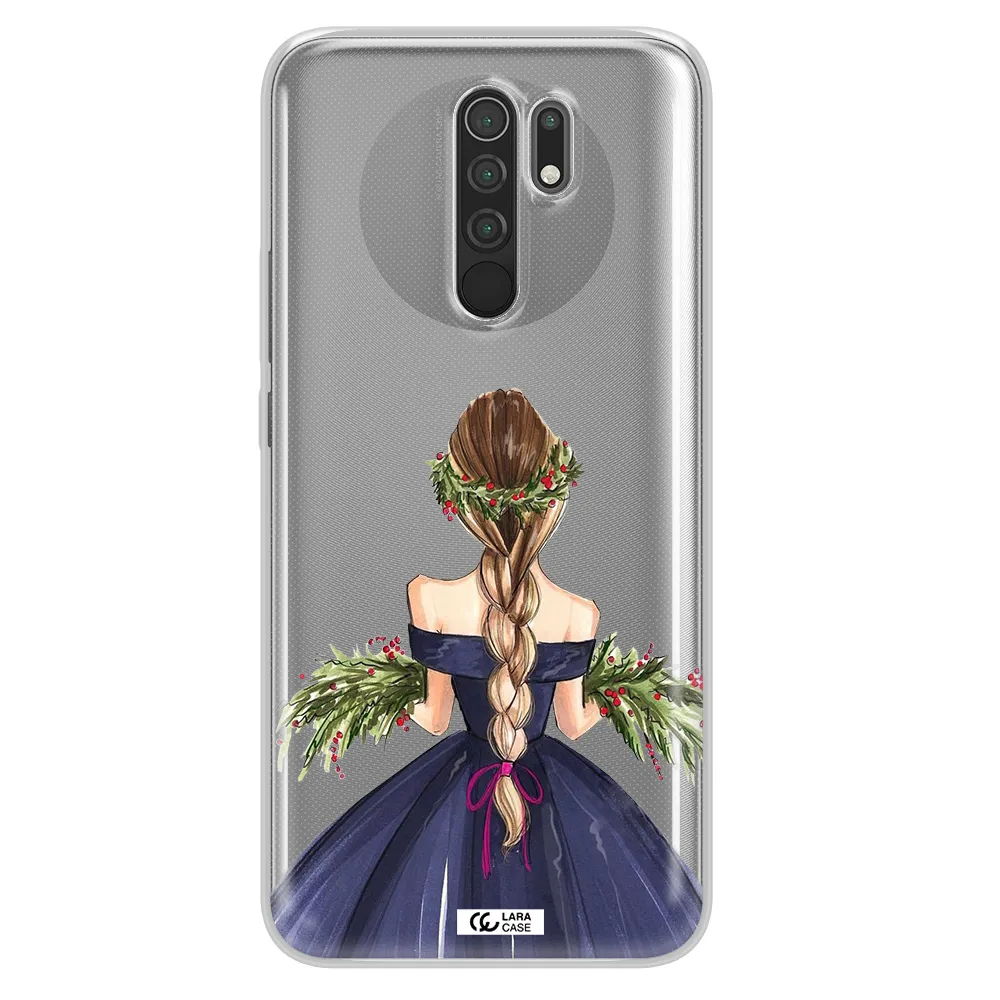 Long Hair Girl Watercolor Xiaomi Redmi 9 Clear TPU Case
