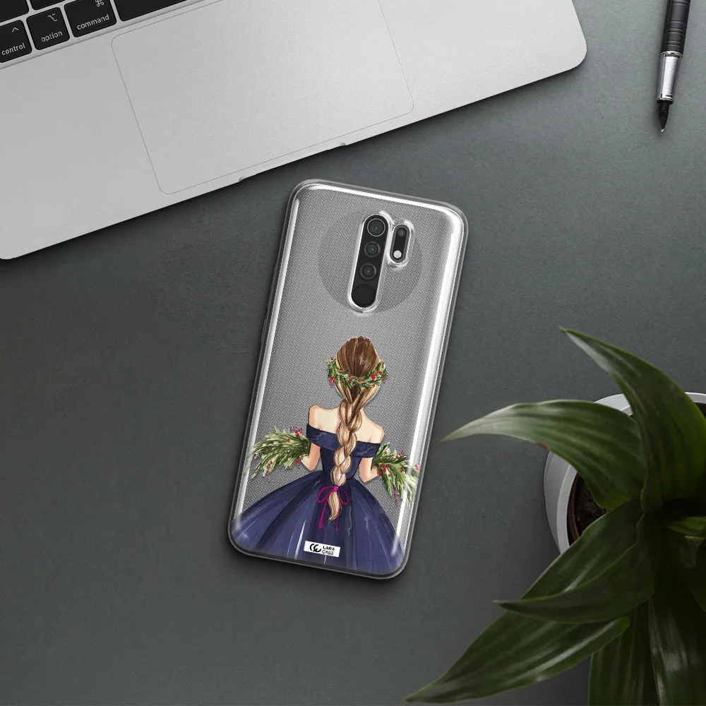 Long Hair Girl Watercolor Xiaomi Redmi 9 Clear TPU Case