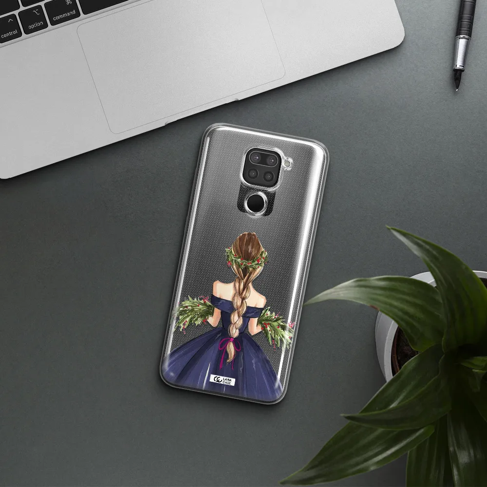 Long Hair Girl Watercolor Xiaomi Redmi Note 9 Clear TPU Case