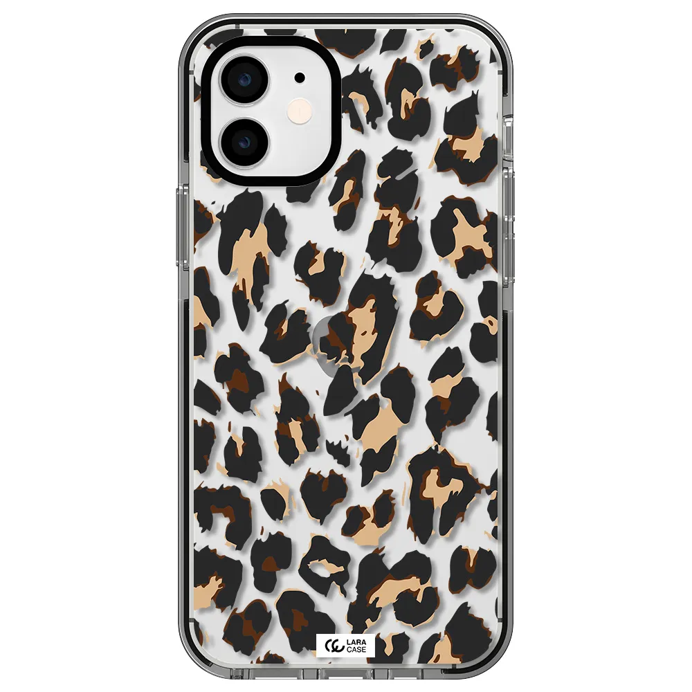 Leopard Print Apple iPhone 11 impact black border Case
