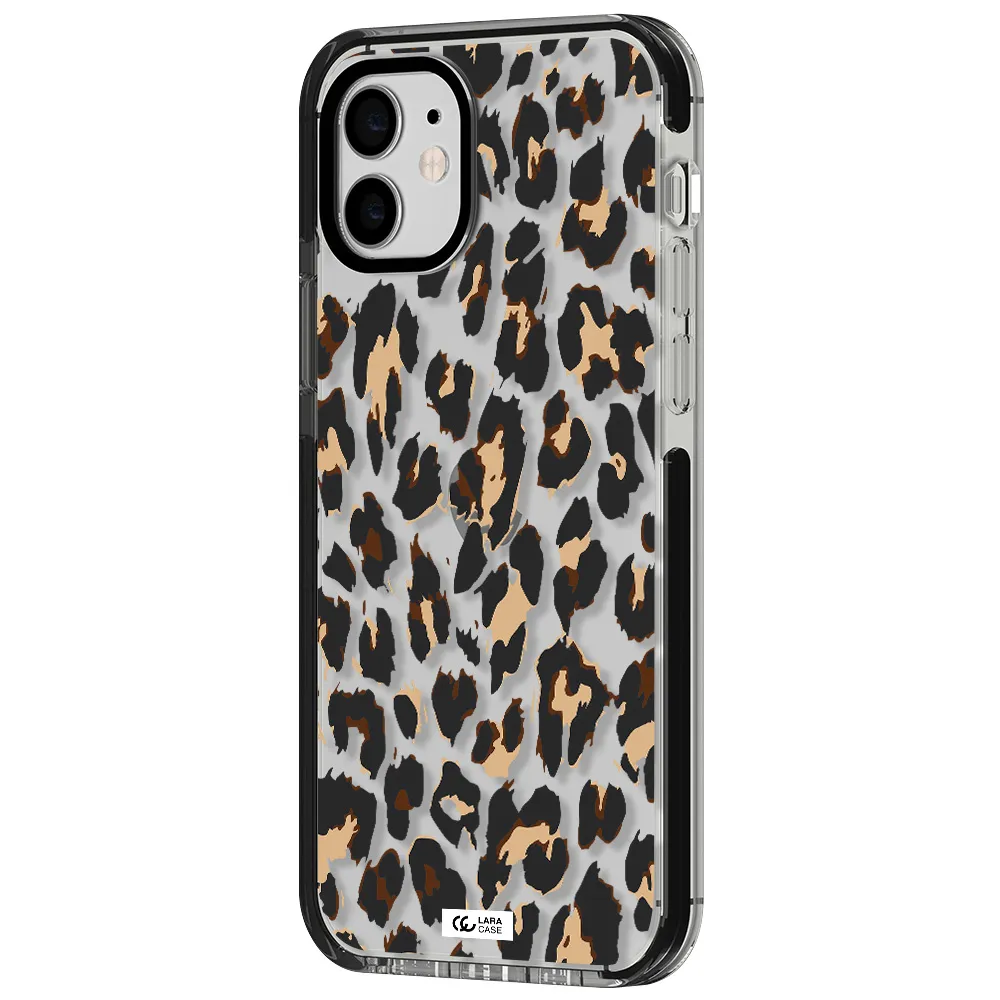 Leopard Print Apple iPhone 11 impact black border Case