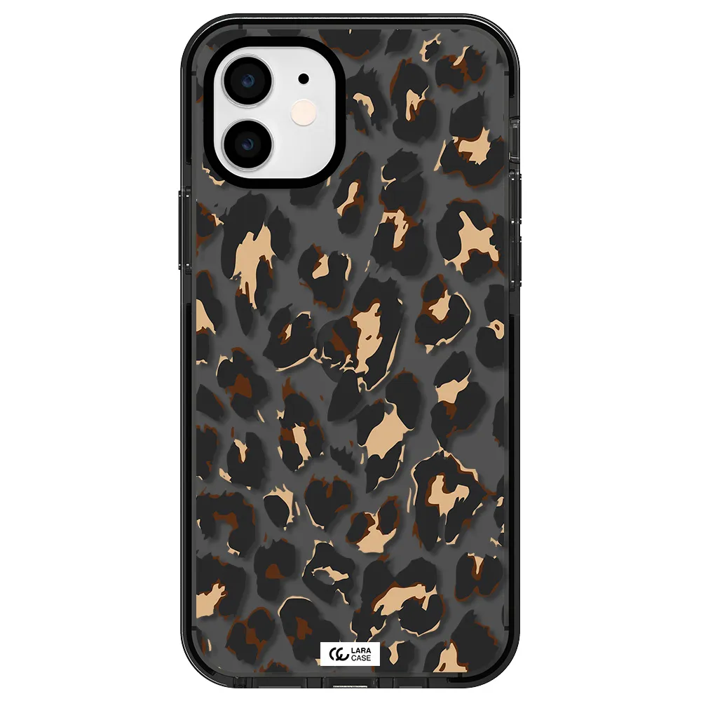 Leopard Print Apple iPhone 11 impact Smoke Black Case