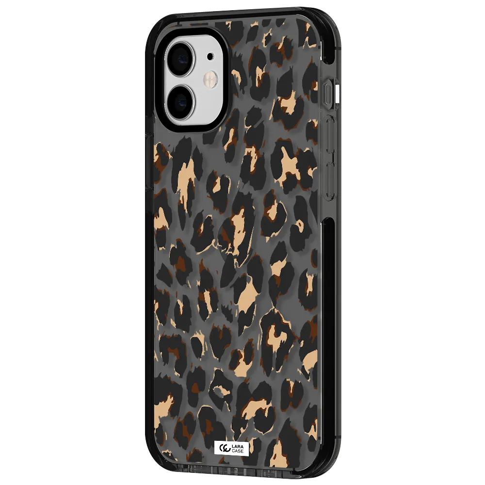 Leopard Print Apple iPhone 11 impact Smoke Black Case