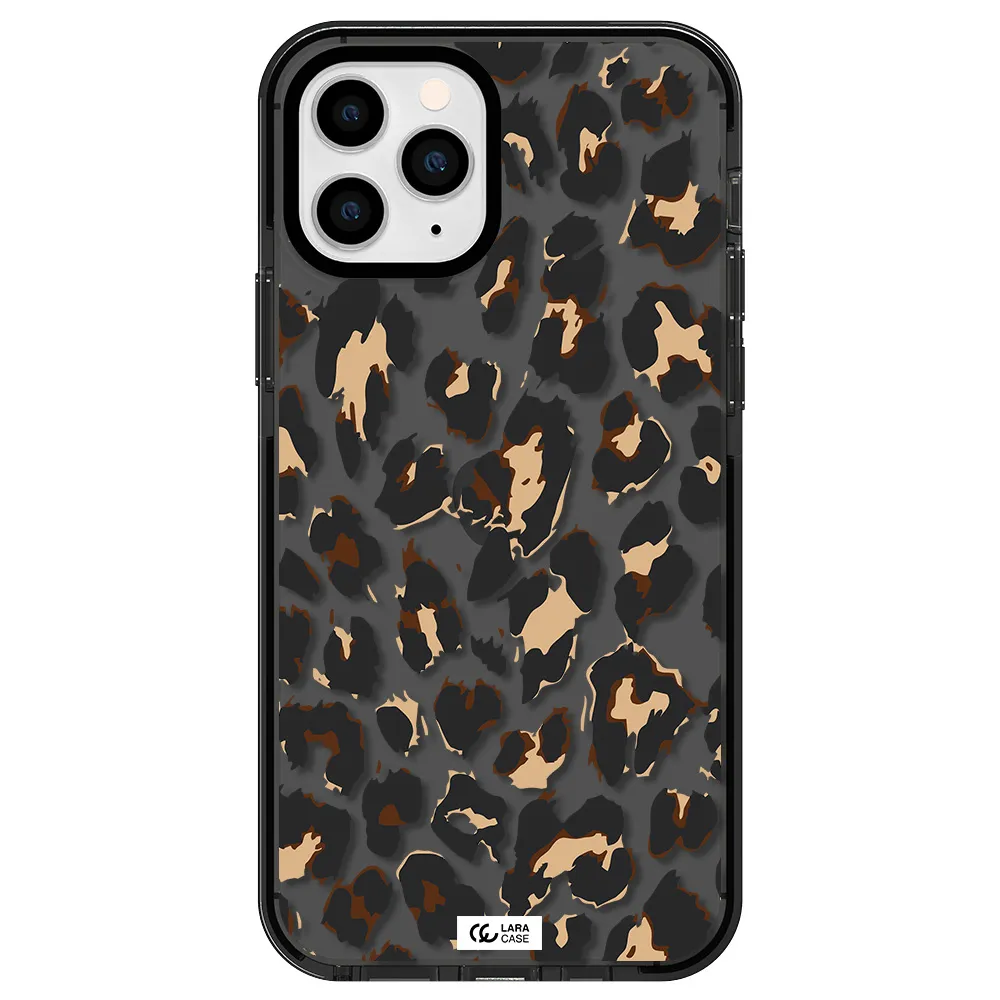 Leopard Print Apple iPhone 11 pro impact Smoke Black Case