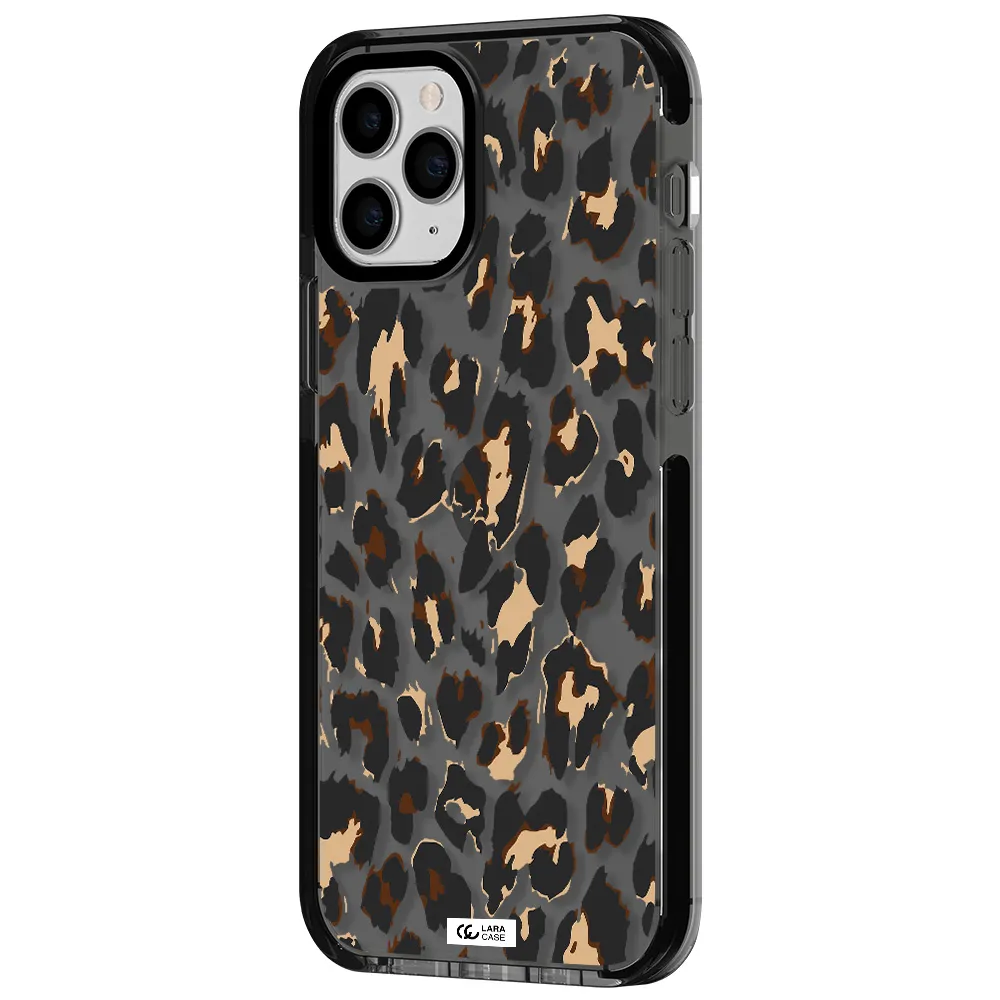 Leopard Print Apple iPhone 11 pro impact Smoke Black Case