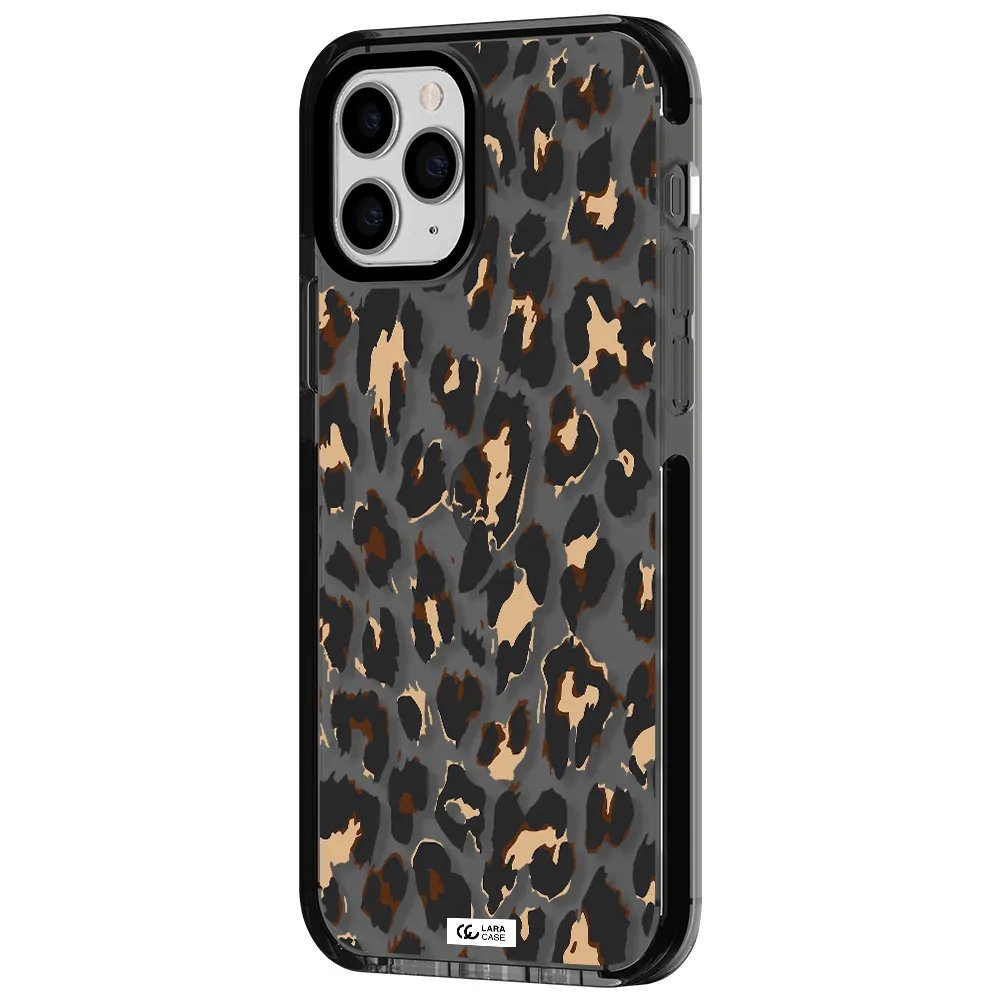 Leopard Print Apple iPhone 11 pro max impact Smoke Black Case