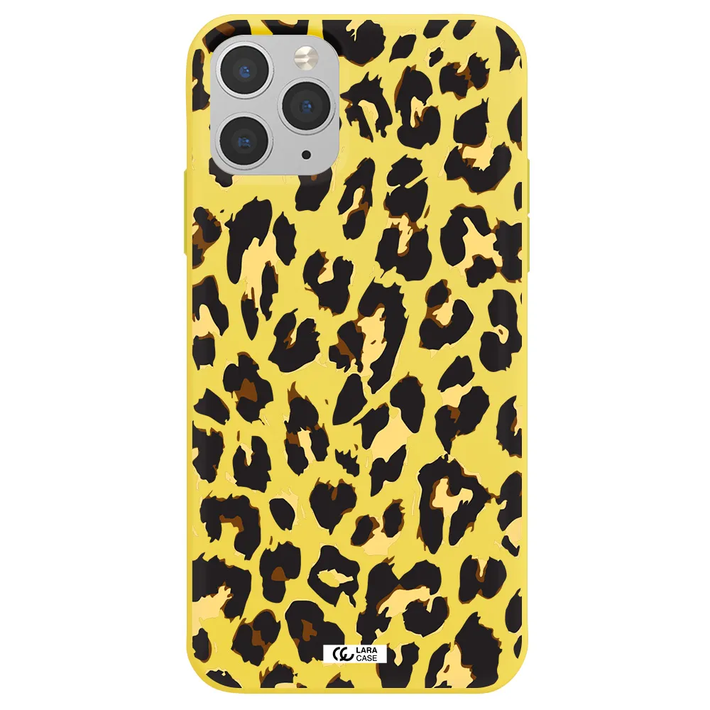 Leopard Print Apple iPhone 11 pro max Silicone canary yellow Case