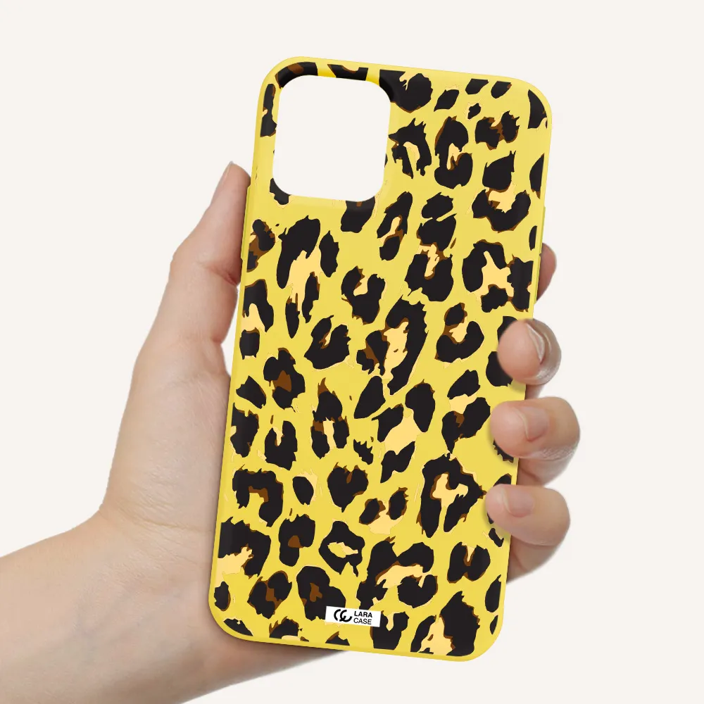 Leopard Print Apple iPhone 11 pro max Silicone canary yellow Case