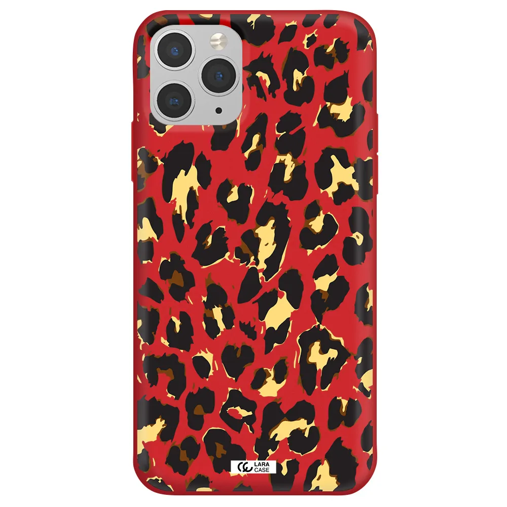 Leopard Print Apple iPhone 11 pro max Silicone Imperial Red Case