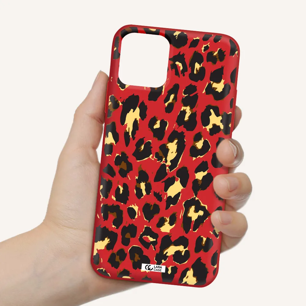 Leopard Print Apple iPhone 11 pro max Silicone Imperial Red Case