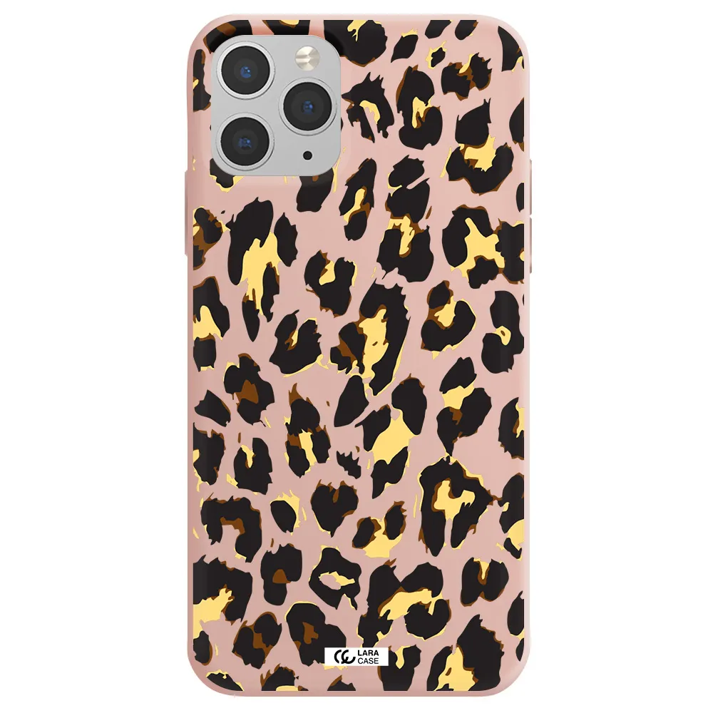 Leopard Print Apple iPhone 11 pro max Silicone pastel pink Case