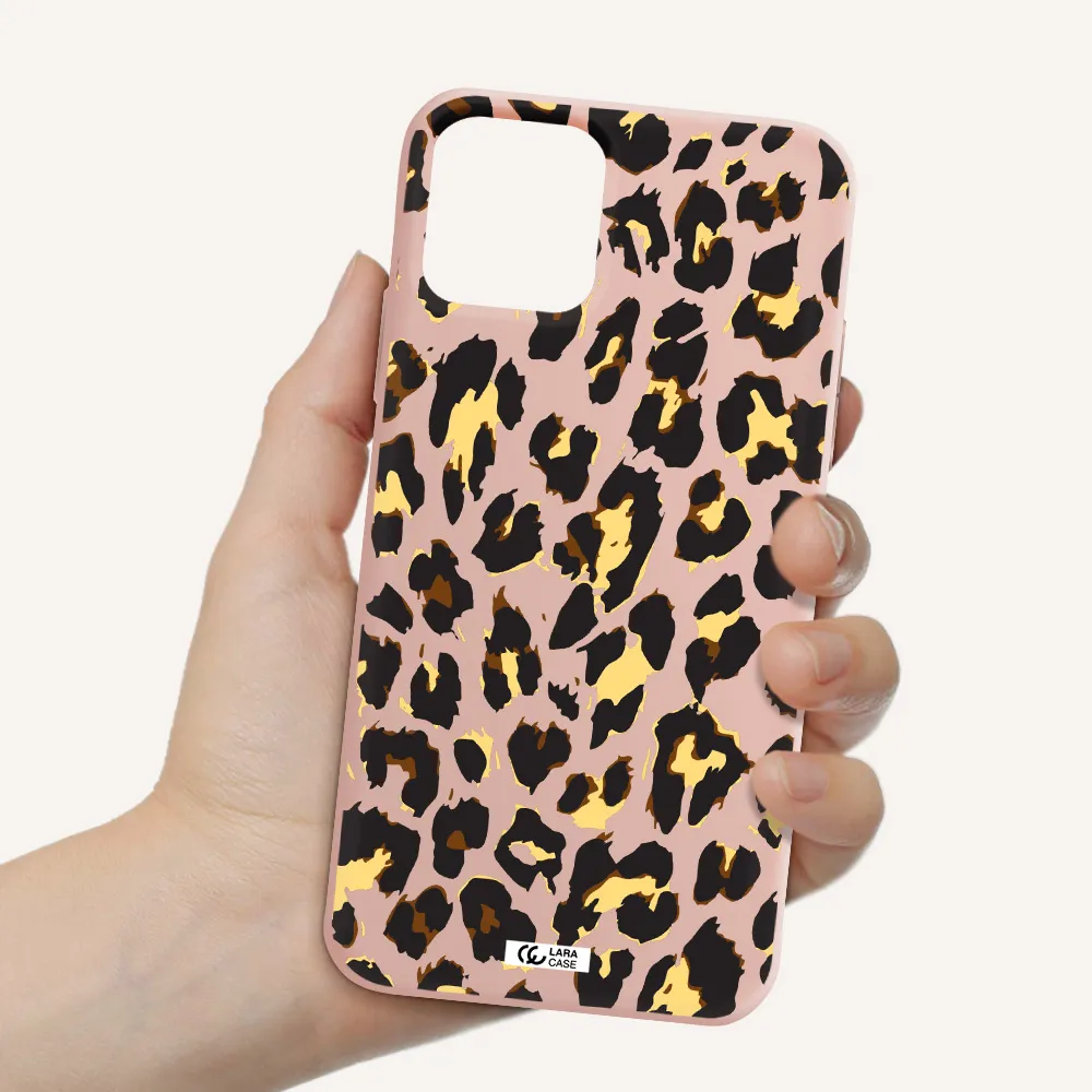 Leopard Print Apple iPhone 11 pro max Silicone pastel pink Case