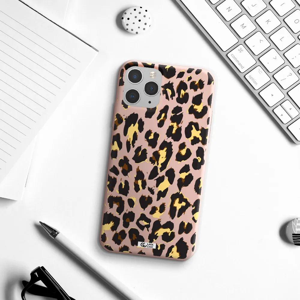 Leopard Print Apple iPhone 11 pro max Silicone pastel pink Case