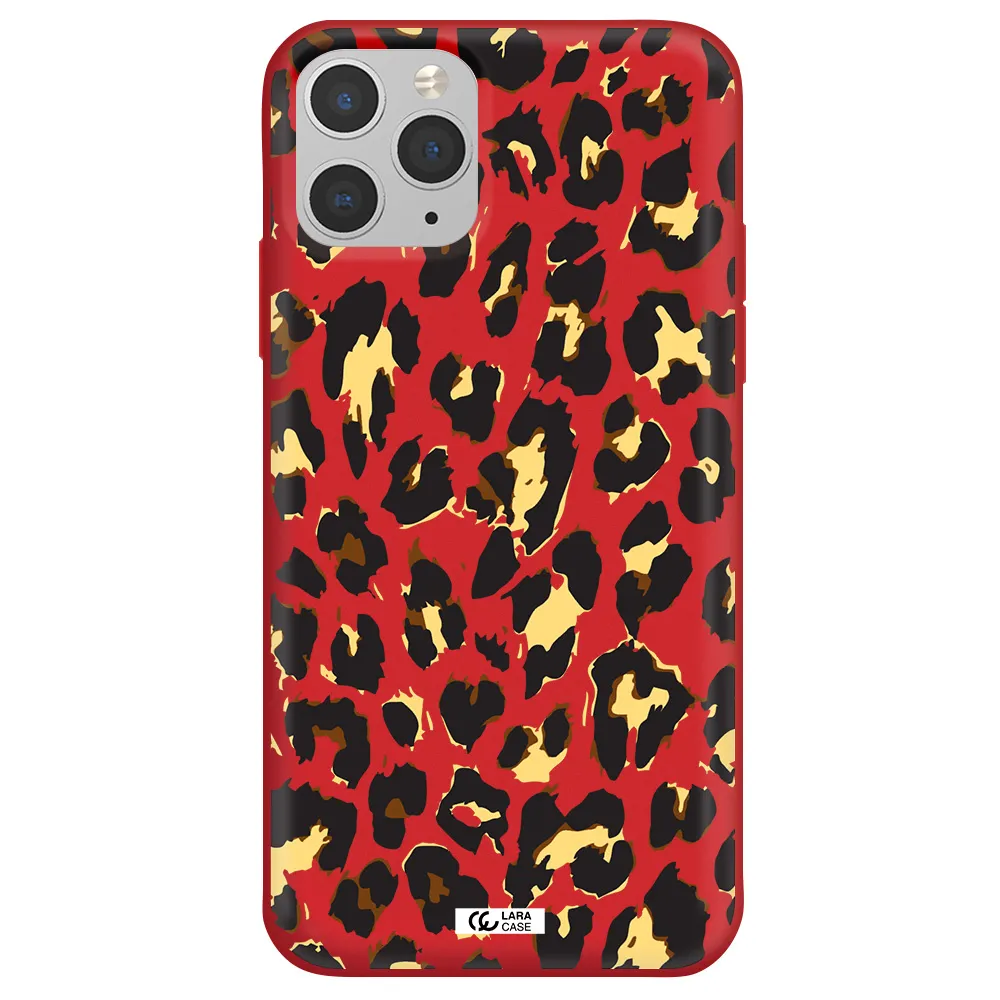 Leopard Print Apple iPhone 11 pro Silicone Imperial Red Case