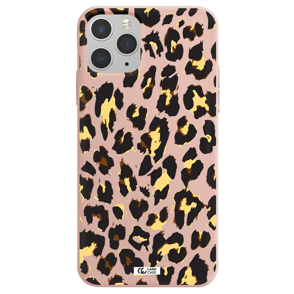 Leopard Print Apple iPhone 11 pro Silicone pastel pink Case
