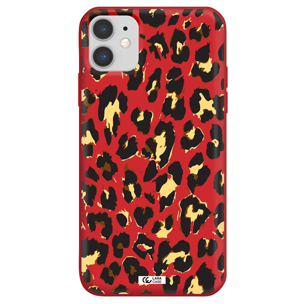Leopard Print Apple iPhone 11 Silicone Imperial Red Case