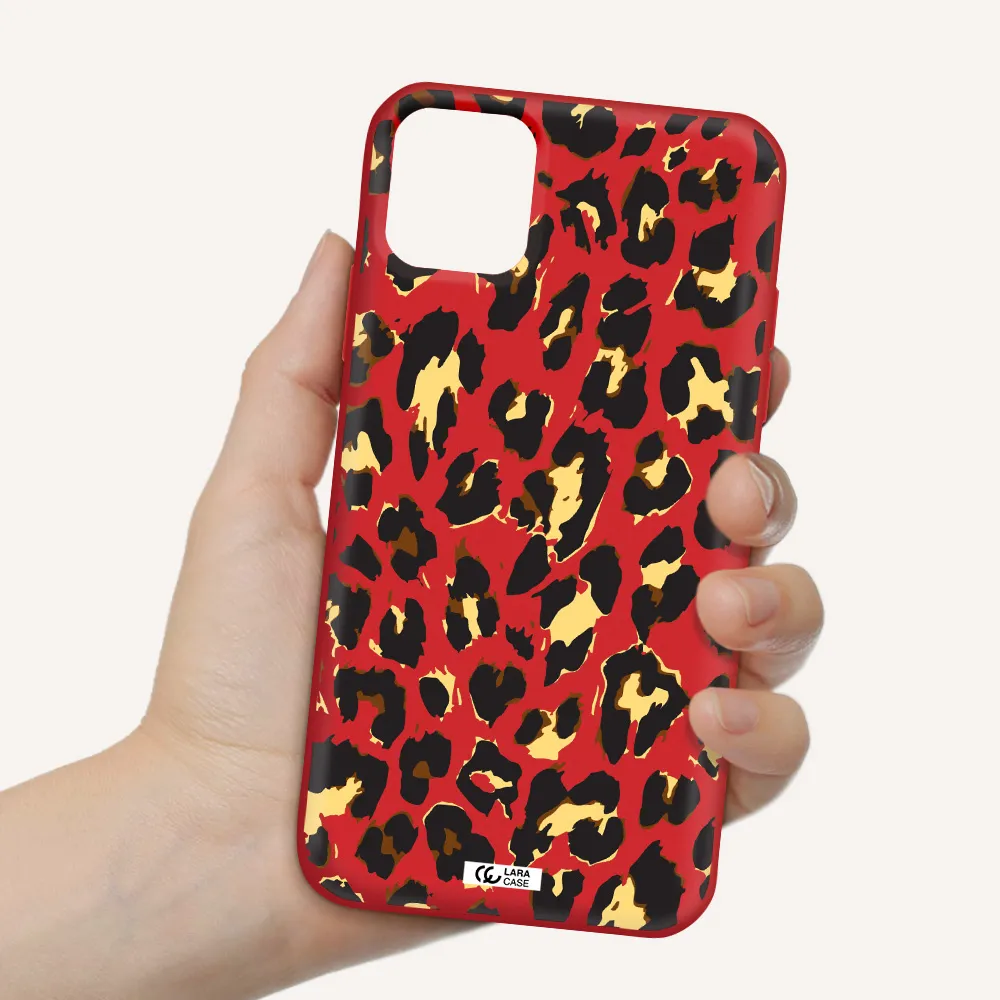 Leopard Print Apple iPhone 11 Silicone Imperial Red Case