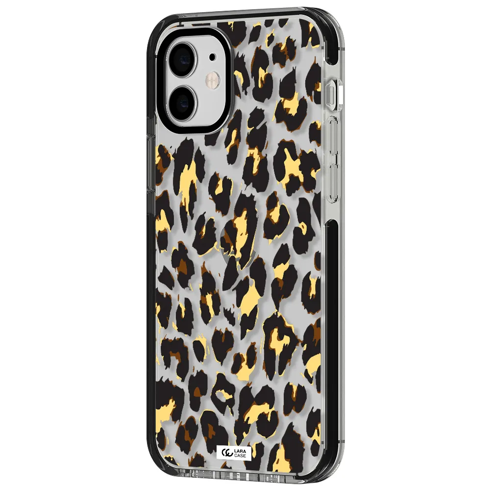 Leopard Print Apple iPhone 12 impact black border Case