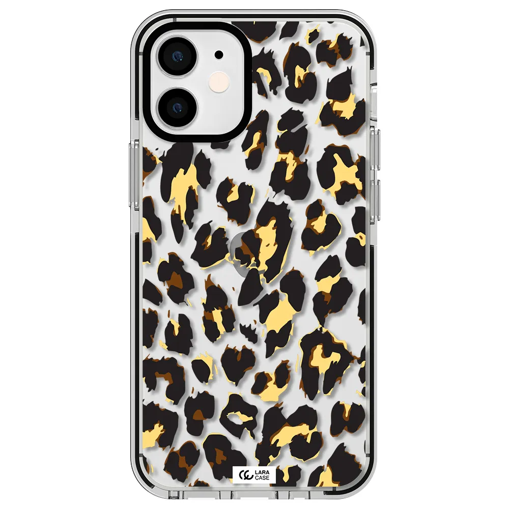 Leopard Print Apple iPhone 12 mini impact black border Case