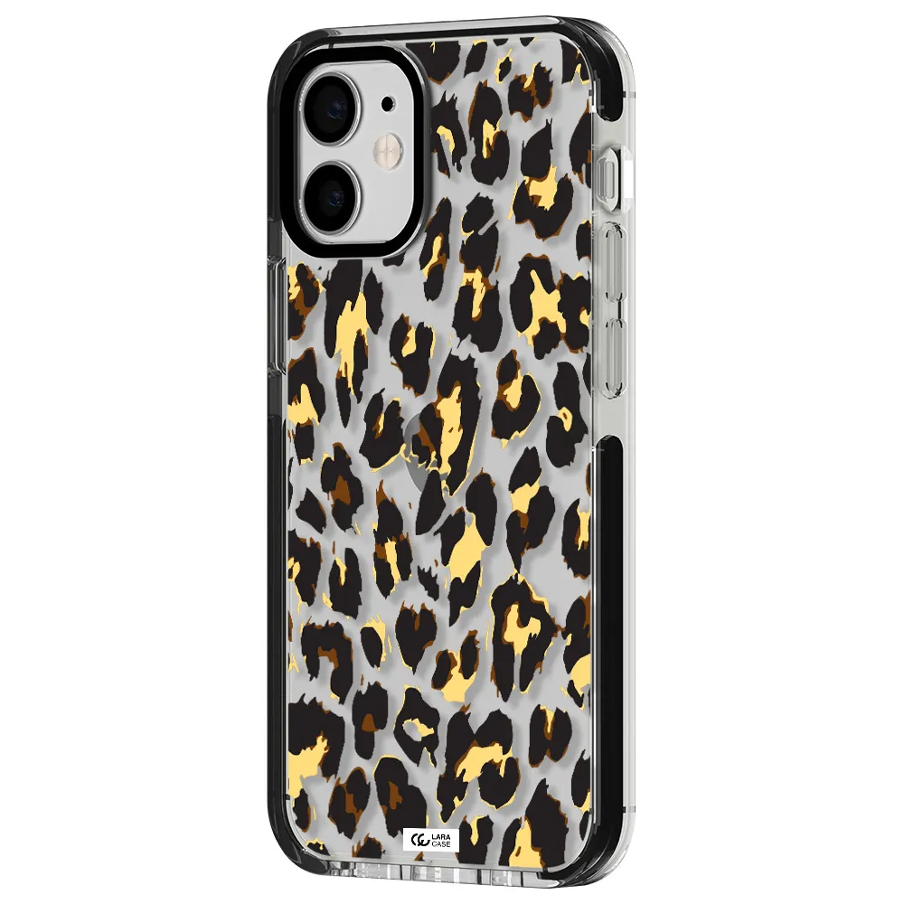 Leopard Print Apple iPhone 12 mini impact black border Case
