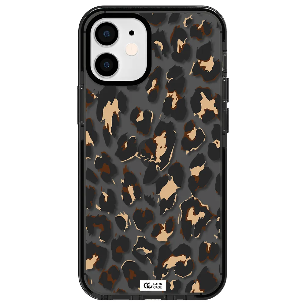 Leopard Print Apple iPhone 12 mini impact Smoke Black Case