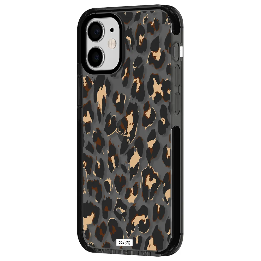 Leopard Print Apple iPhone 12 mini impact Smoke Black Case