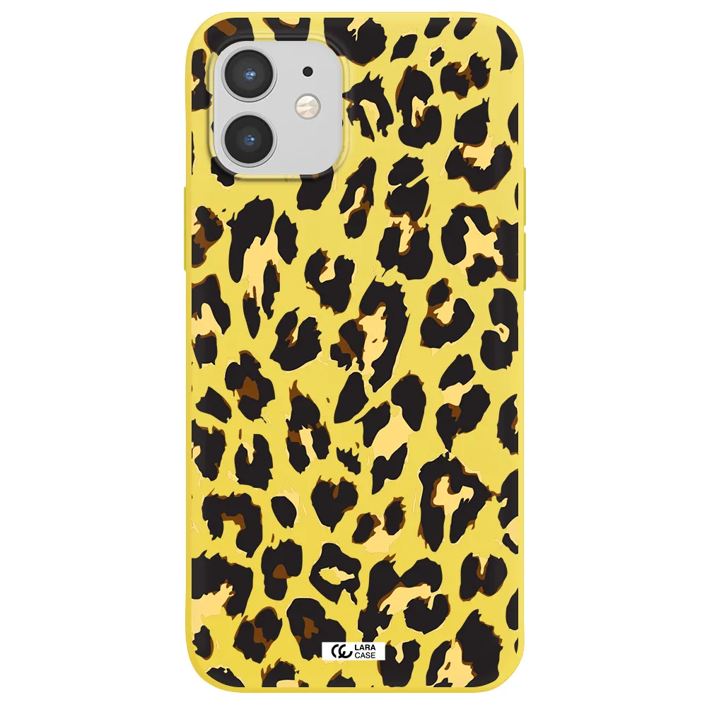 Leopard Print Apple iPhone 12 mini Silicone canary yellow Case