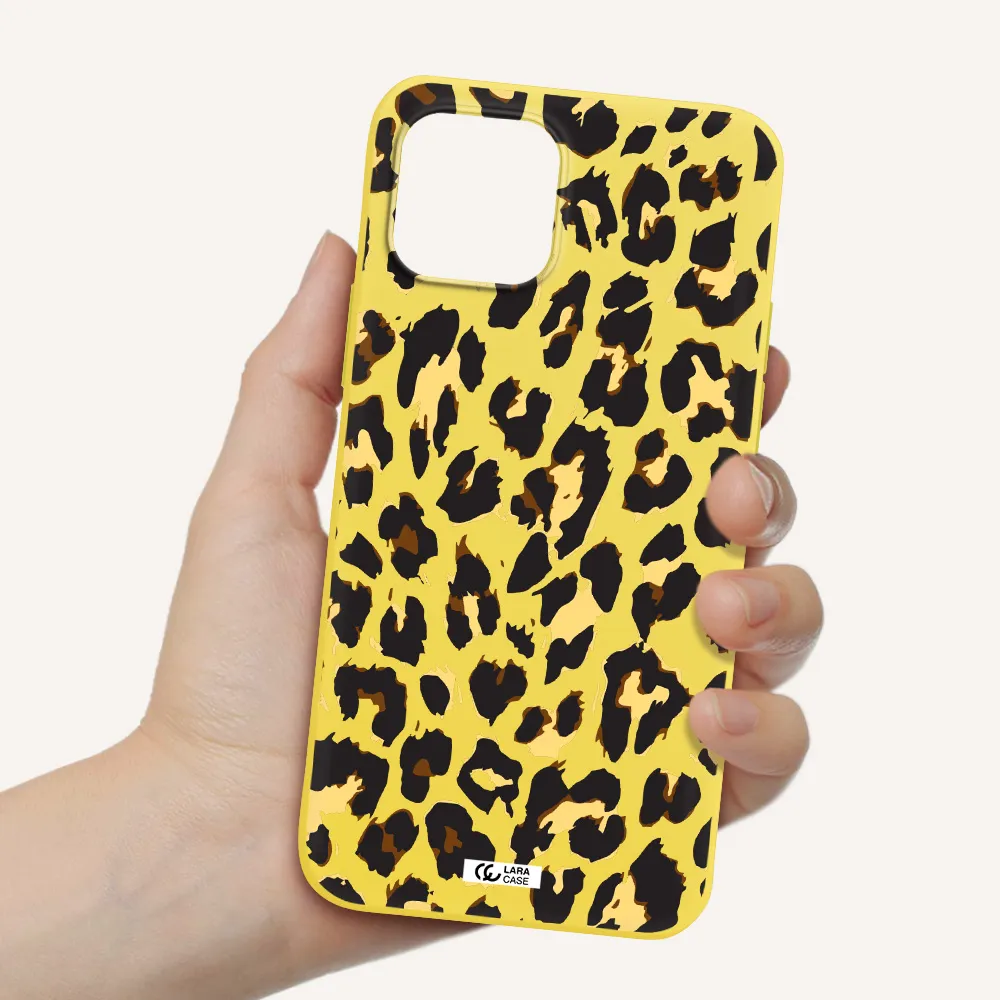 Leopard Print Apple iPhone 12 mini Silicone canary yellow Case