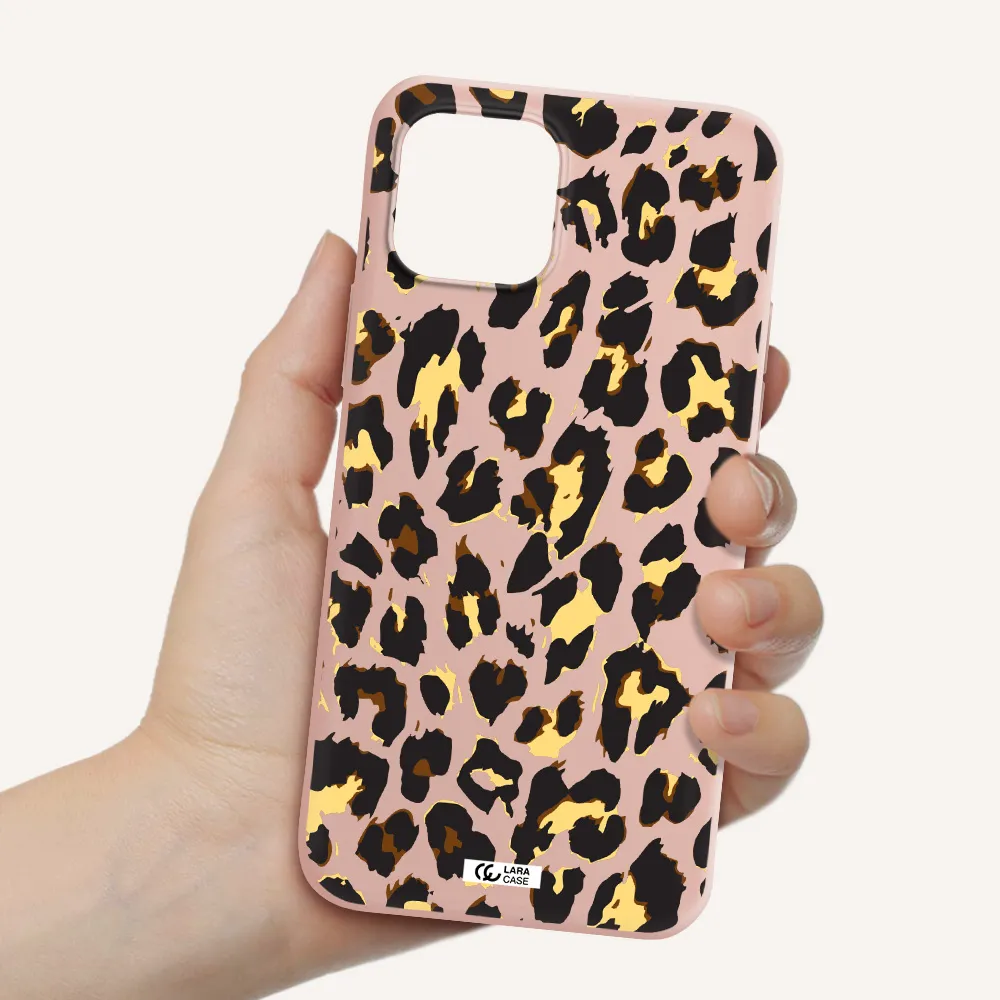 Leopard Print Apple iPhone 12 mini Silicone pastel pink Case