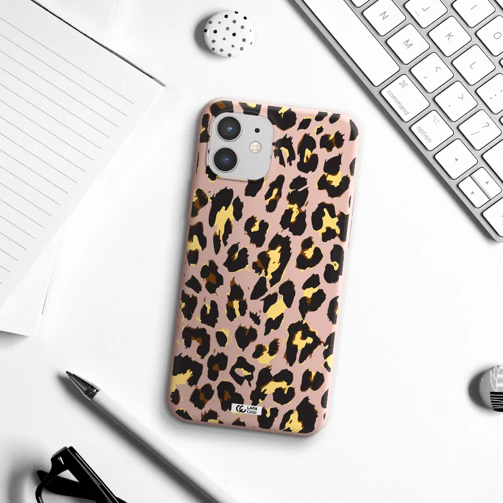 Leopard Print Apple iPhone 12 mini Silicone pastel pink Case
