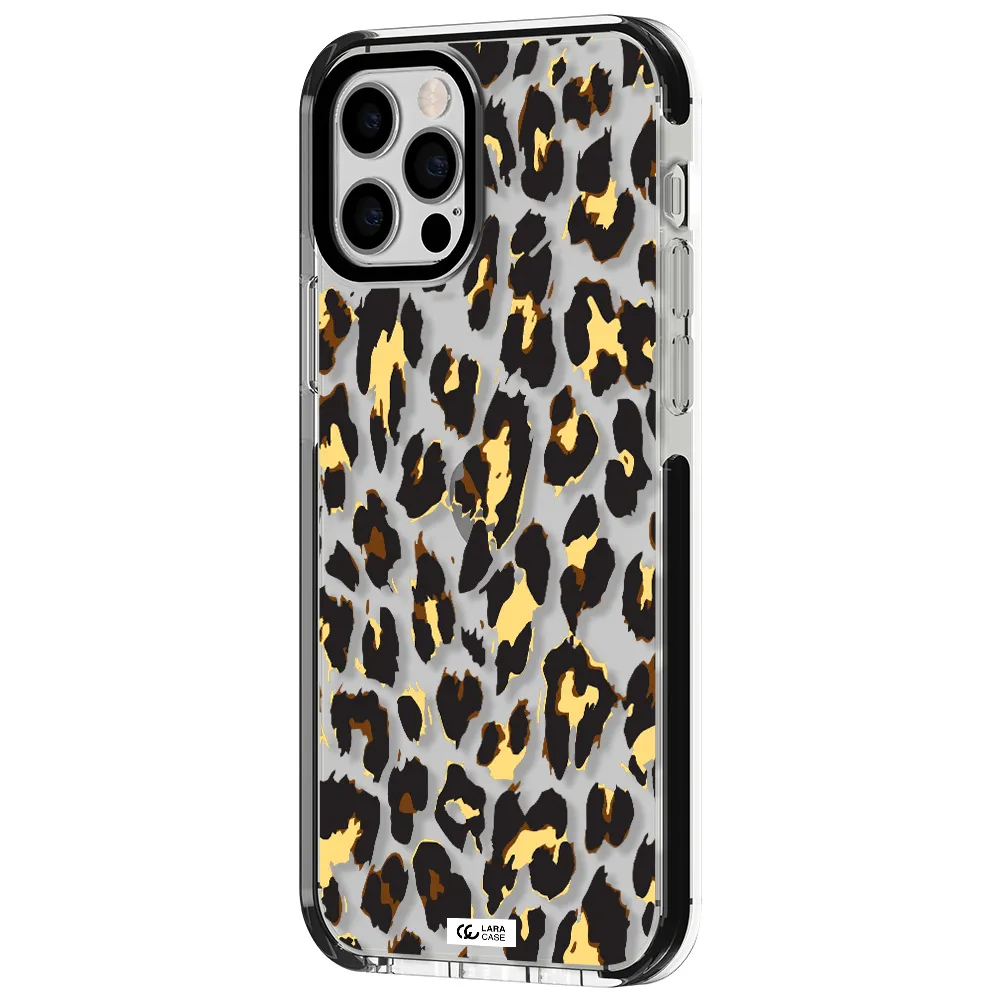 Leopard Print Apple iPhone 12 pro impact black border Case
