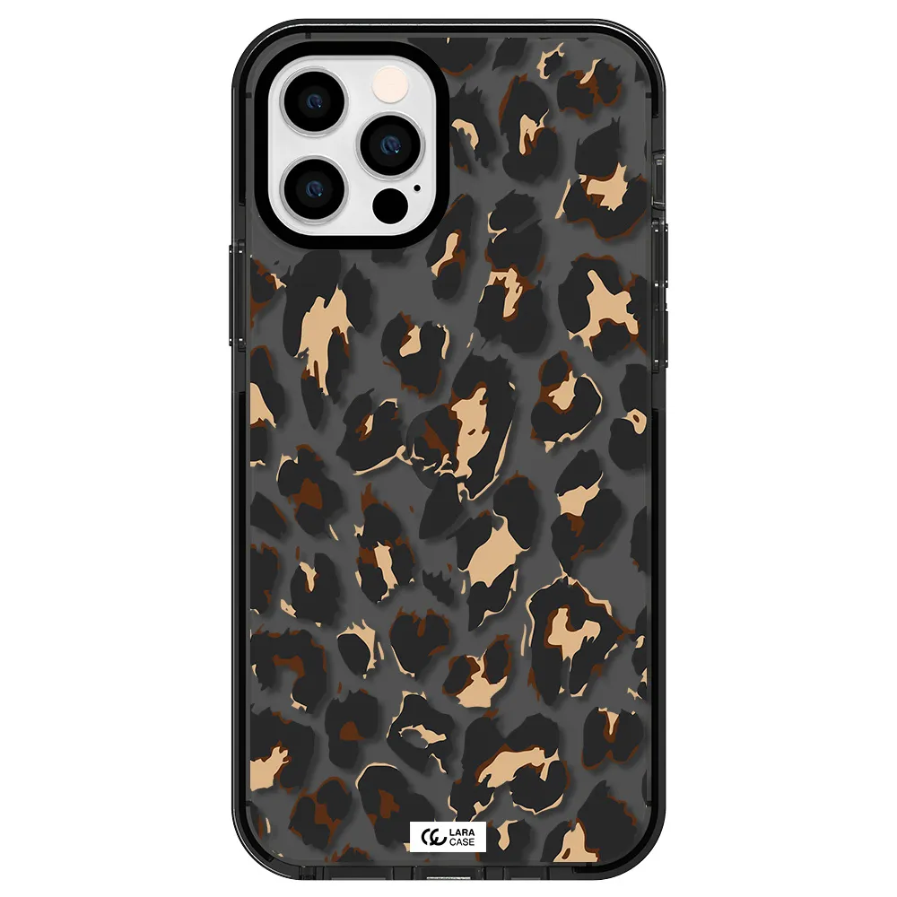 Leopard Print Apple iPhone 12 pro impact Smoke Black Case