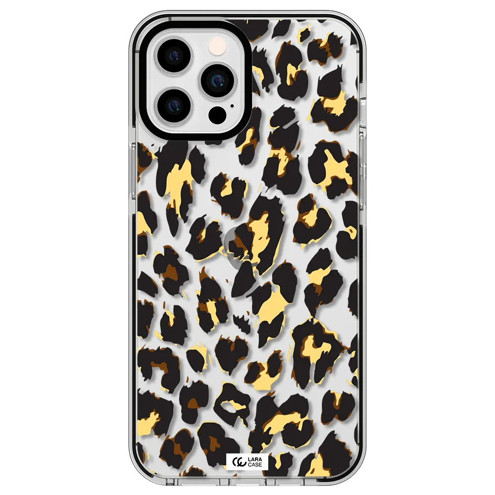 Leopard Print Apple iPhone 12 pro max impact black border Case